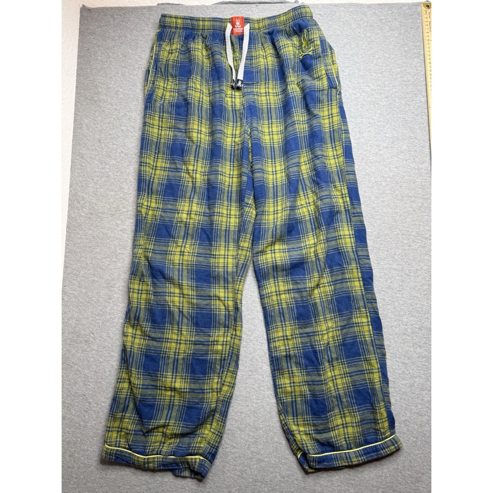 Psycho Bunny Pants Mens M Yellow Multicolor Lounge Sleep Wear Cross Bone Pajama